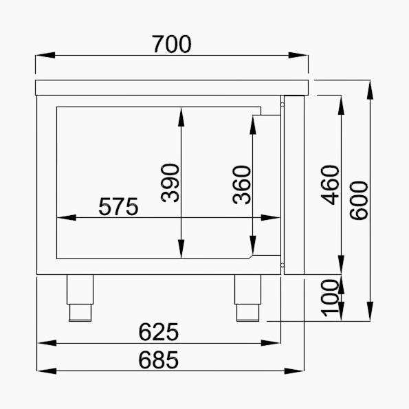 Refrigerated Counter with 2 Drawers
