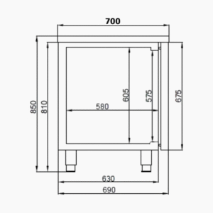 700 Refrigerated Counter with 2 Doors (Excl. Motor)