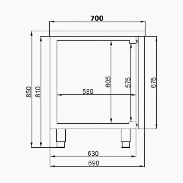 700 Refrigerated Counter with 2 Doors (Excl. Motor)