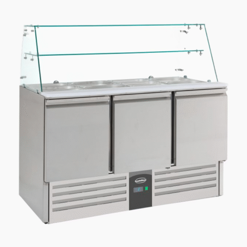 Combisteel Refrigerated Saladette with Glass Cover | 3 Doors