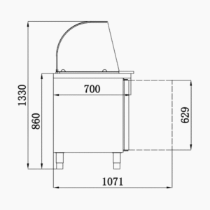 Refrigerated Counter with Glass Cover – 2 Doors