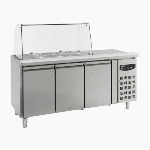 Refrigerated Counter with Glass Cover – 3 Doors