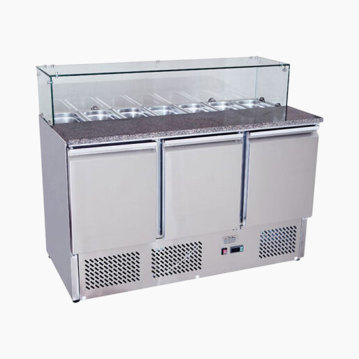 Atosa Ice-A-Cool ICE3864GR 3 Door Marble Top Saladette Counter 380 Litres