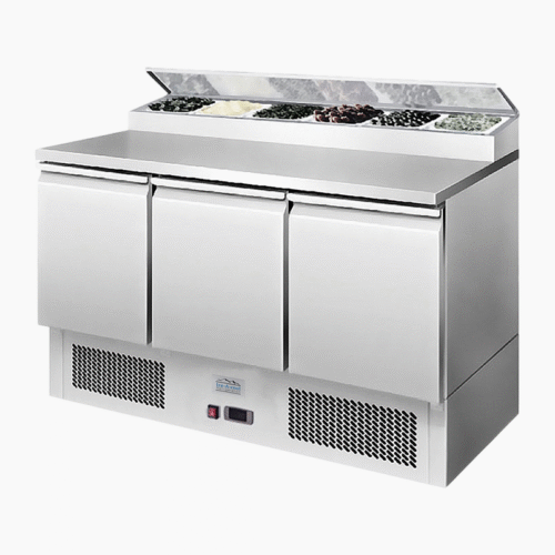 Atosa Ice-A-Cool ICE3853GR 3 Door Refrigerated Saladette Prep Counter 380 Litres