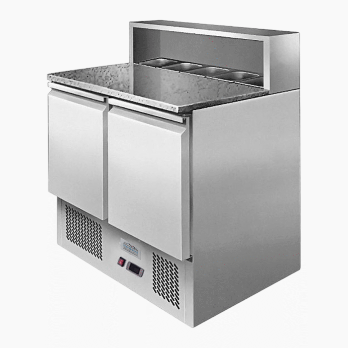 Ice-A-Cool ICE3831GR 2 Door Marble Top Saladette Prep Counter 300 Litres
