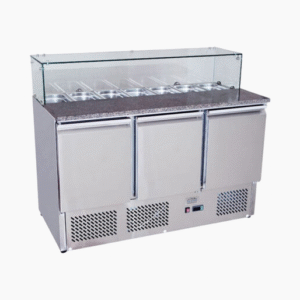 Atosa Ice-A-Cool ICE3864GR 3 Door Marble Top Saladette Counter 380 Litres