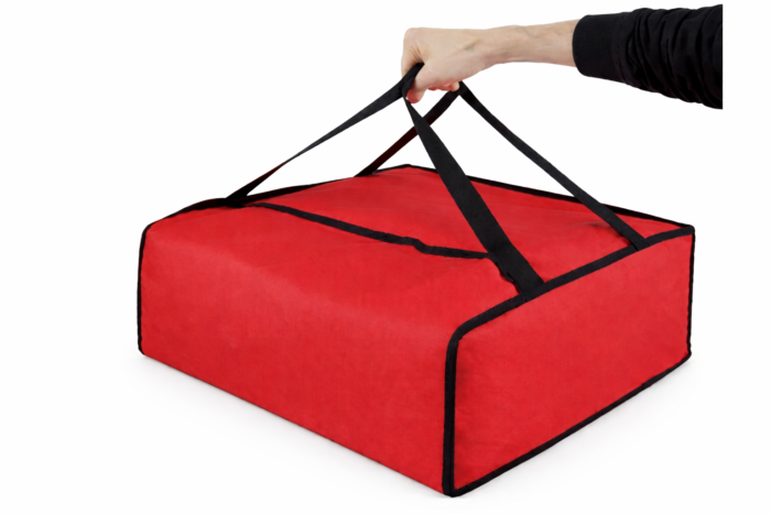Red delivery bag on white background Insulated Aluminium Foil Pizza Delivery Red Bag