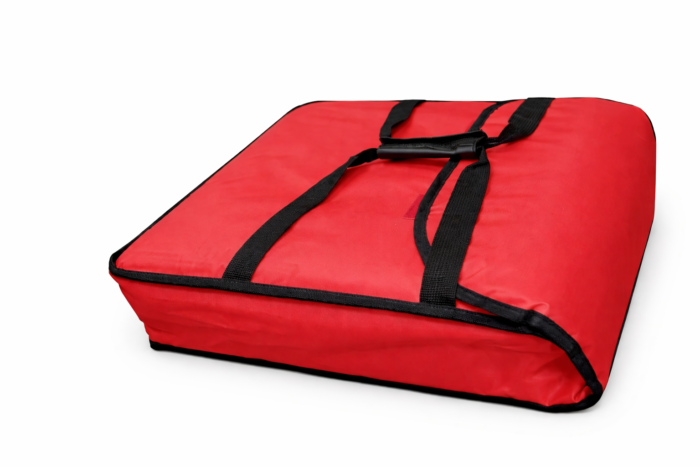 Red pizza delivery bag on white Insulated Aluminium Foil Pizza Delivery Red Bag
