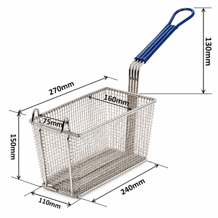 5028078b-8ebc-41ca-bd07-79399960e40f Frying Basket for Commercial Deep Fat Fryer 270 x 160 x 150mm