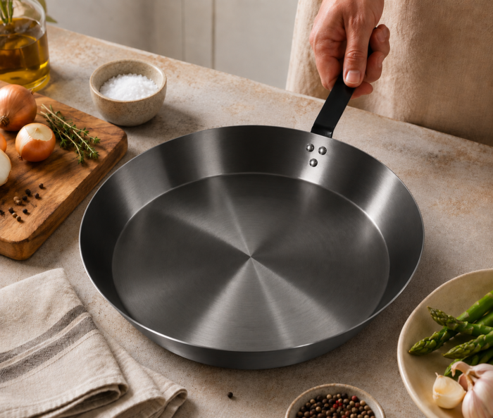 30cm 12" Black Iron Steel Smokey Hill Skillet Frying Pan Commercial