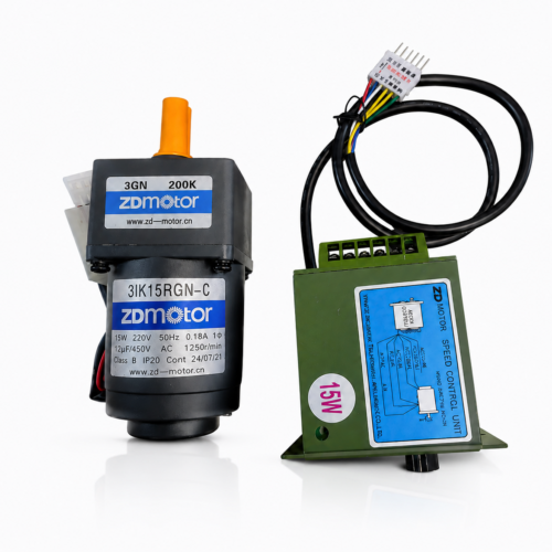 ZDmotor 15W AC Gear Motor & Speed Control Unit – 220V Industrial Drive System